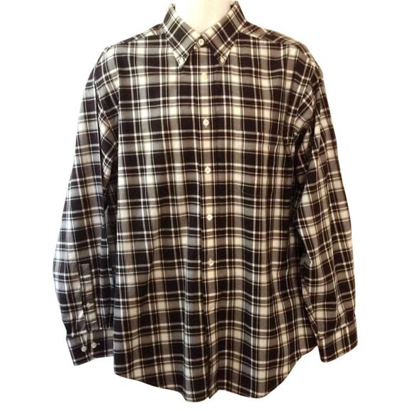 Turnbury Shirt Men's Large Black White Plaid Button Down Cotton Business Casual - Picture 1 of 4
